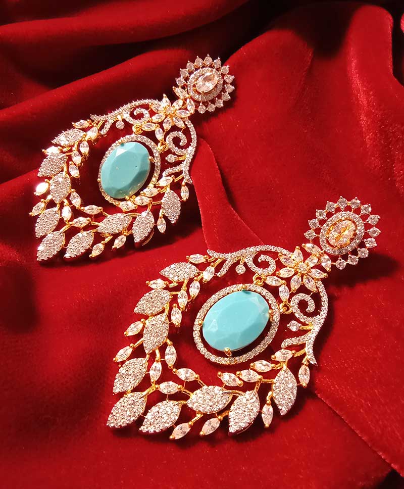 AD STONE LONG DROPS WITH SOLID TURQOUISE BLUE STONE