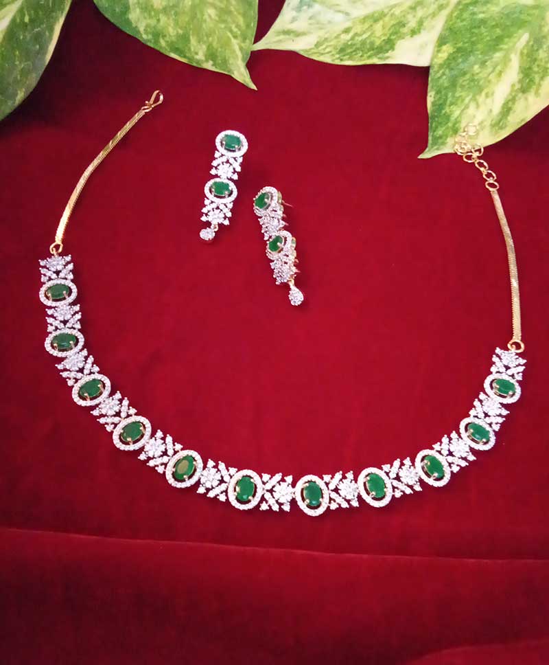 Green and White ZERCON Stone Necklace sets - (SOLD)