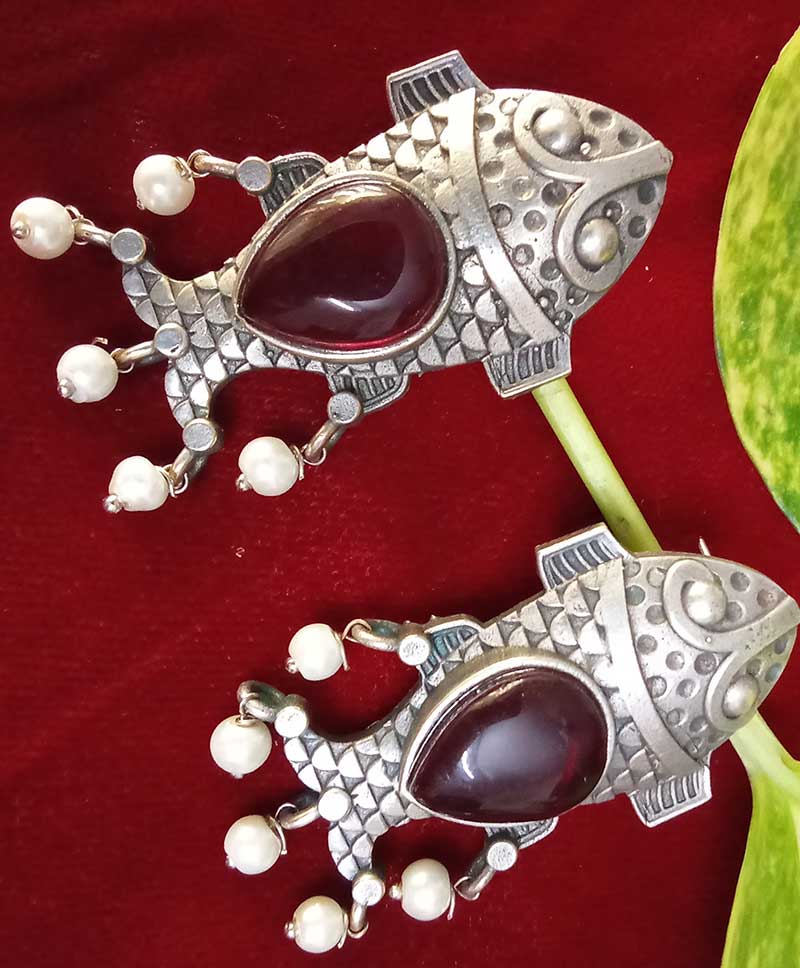 Oxidised Earrings -FISH