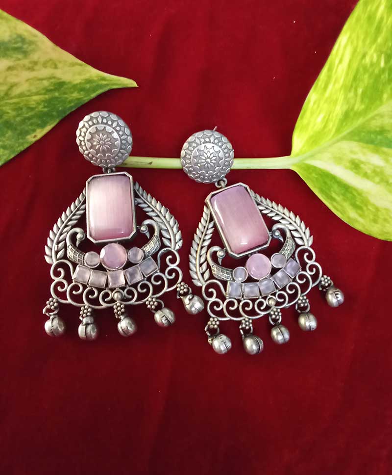 Oxidised Earrings -PINK / OXIDISED BEADS