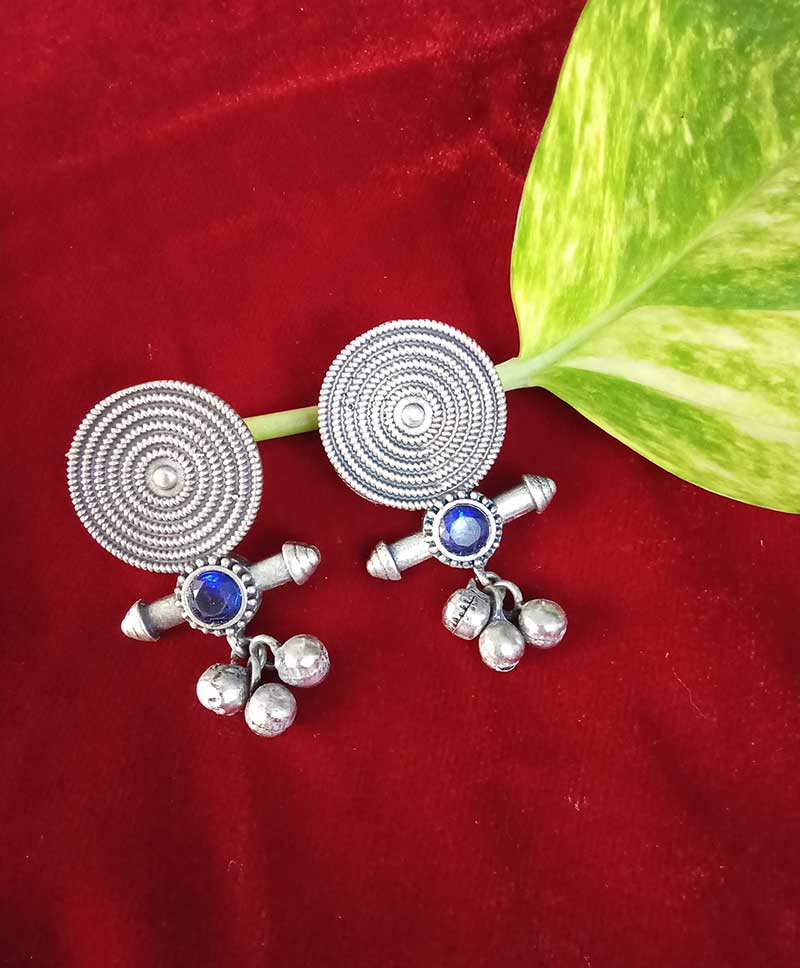 Oxidised Earrings -BLUE /OXIDISED BEADS