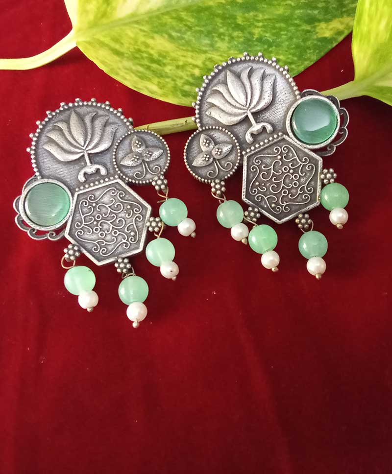 Oxidised Earrings- LOTUS