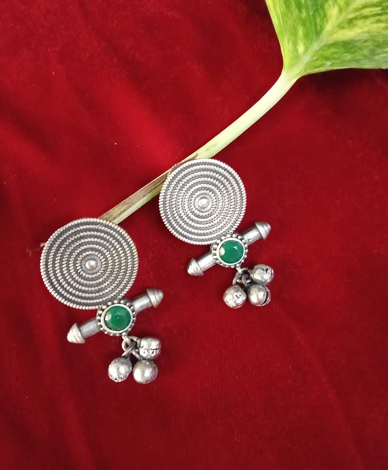Oxidised Earrings - GREEN