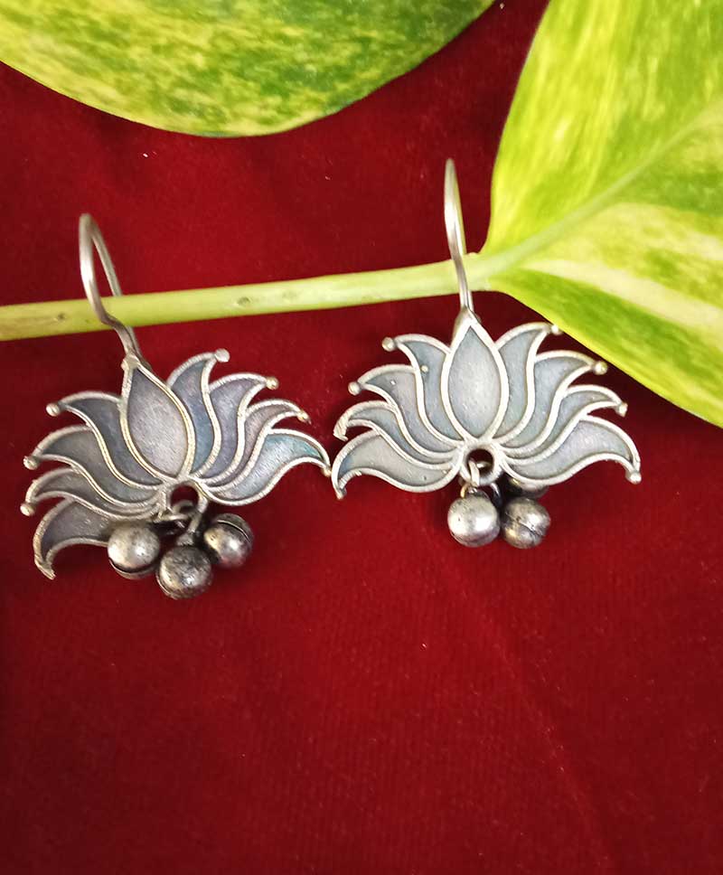 Oxidised Earrings - LOTUS OXIDISED BALS