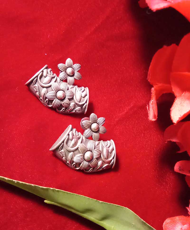 Oxidised Floral Earrings