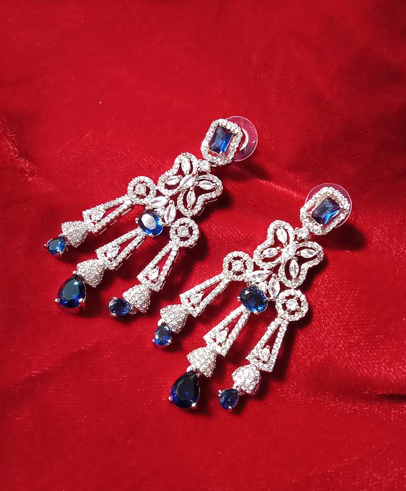 White and Blue AD STONE Earrings -BLUE (SOLD)