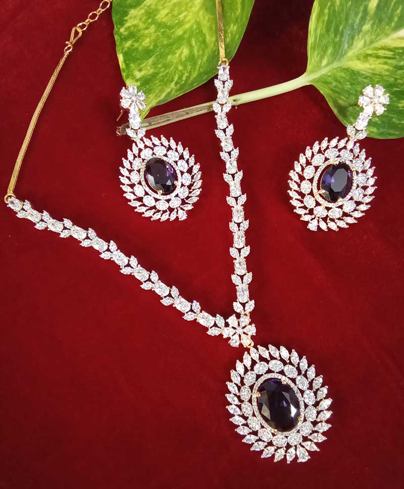 PRINCESS Zercon Necklace Sets - BLUE SAPPHIRE