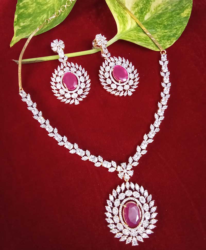 PRINCESS Zercon Necklace Sets - RANI PINK