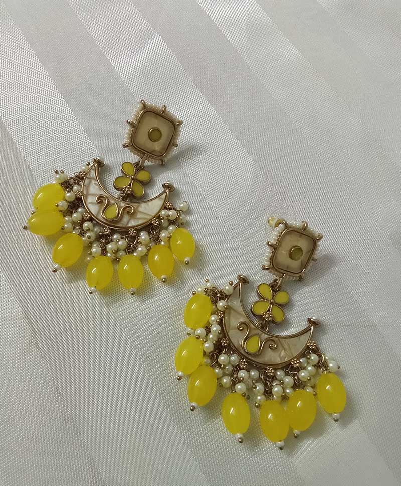 MEHENDI POLISH KUNDAN LONG DROPS - YELLOW