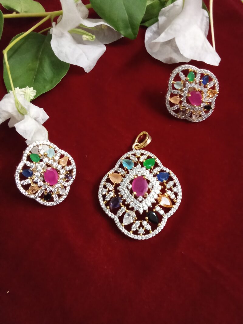 Multi Color Stone Studded Locket Set  -(SOLD)